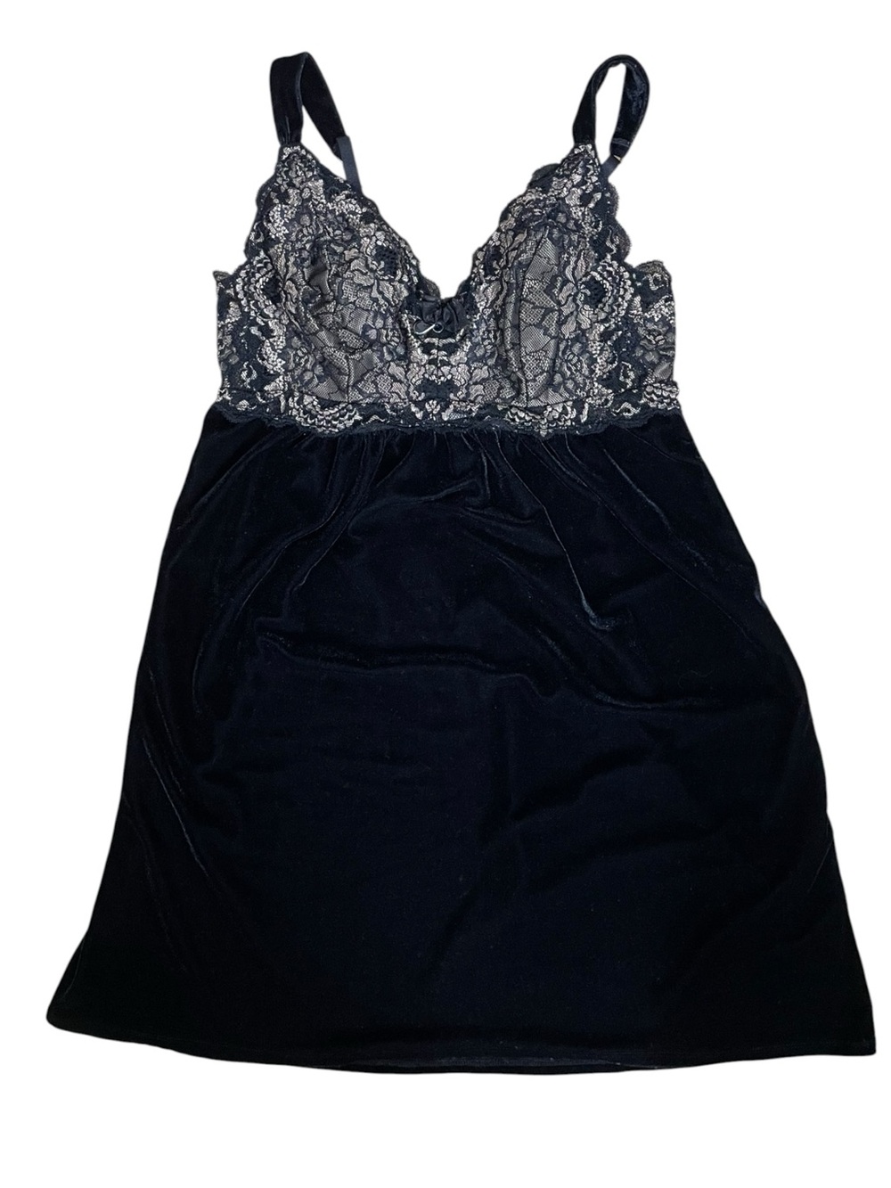 Soma Black Velvet Lace Chemise Nightgown Small